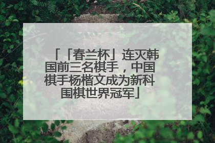 「春兰杯」连灭韩国前三名棋手，中国棋手杨楷文成为新科围棋世界冠军