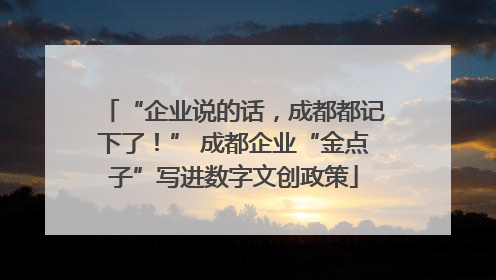 “企业说的话，成都都记下了！” 成都企业“金点子”写进数字文创政策