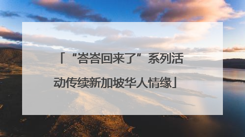 “峇峇回来了”系列活动传续新加坡华人情缘