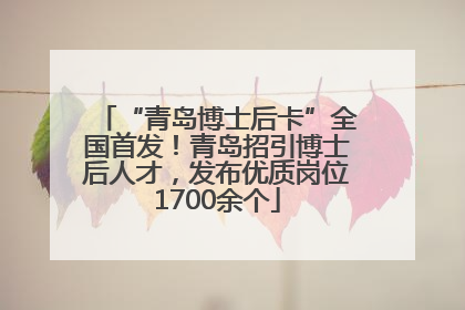 “青岛博士后卡”全国首发！青岛招引博士后人才，发布优质岗位1700余个