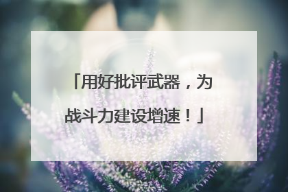 用好批评武器，为战斗力建设增速！