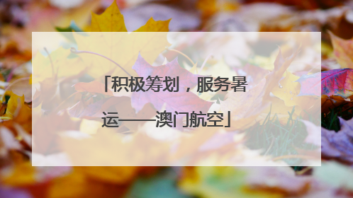 积极筹划，服务暑运——澳门航空