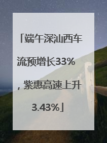 端午深汕西车流预增长33%，紫惠高速上升 3.43%
