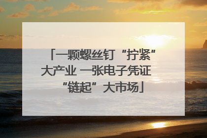 一颗螺丝钉“拧紧”大产业 一张电子凭证“链起”大市场