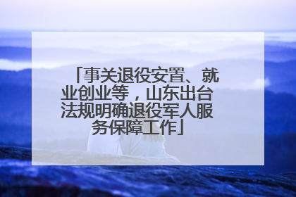 事关退役安置、就业创业等，山东出台法规明确退役军人服务保障工作