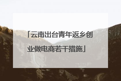 云南出台青年返乡创业做电商若干措施