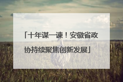 十年谋一谏！安徽省政协持续聚焦创新发展
