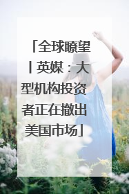 全球瞭望丨英媒：大型机构投资者正在撤出美国市场