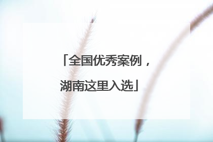 全国优秀案例，湖南这里入选