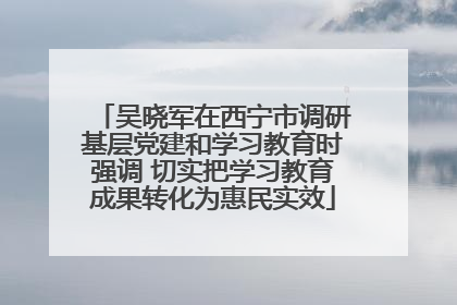 吴晓军在西宁市调研基层党建和学习教育时强调 切实把学习教育成果转化为惠民实效