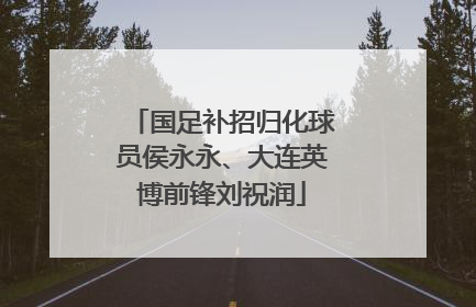 国足补招归化球员侯永永、大连英博前锋刘祝润