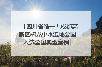 四川省唯一！成都高新区骑龙中水湿地公园入选全国典型案例