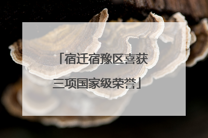宿迁宿豫区喜获三项国家级荣誉