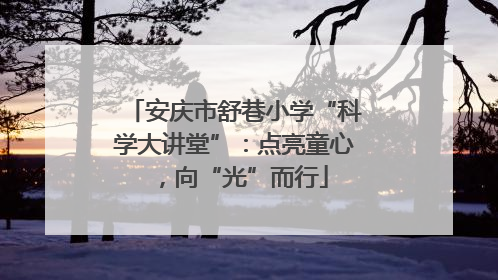 安庆市舒巷小学“科学大讲堂”：点亮童心，向“光”而行