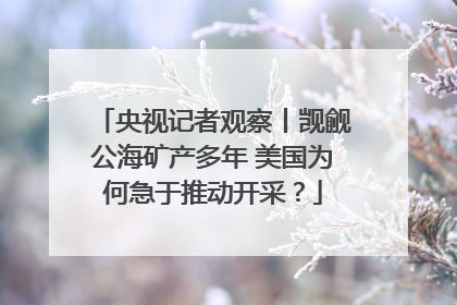 央视记者观察丨觊觎公海矿产多年 美国为何急于推动开采？