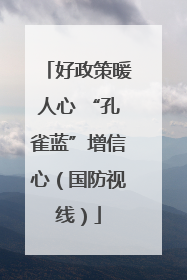 好政策暖人心 “孔雀蓝”增信心（国防视线）