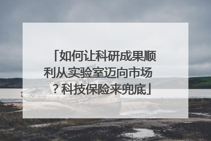 如何让科研成果顺利从实验室迈向市场？科技保险来兜底