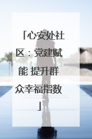 心安处社区：党建赋能 提升群众幸福指数