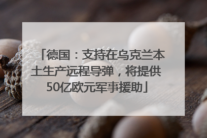 德国：支持在乌克兰本土生产远程导弹，将提供50亿欧元军事援助