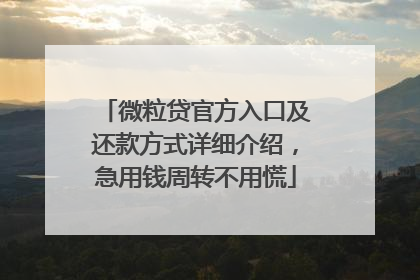 微粒贷官方入口及还款方式详细介绍，急用钱周转不用慌
