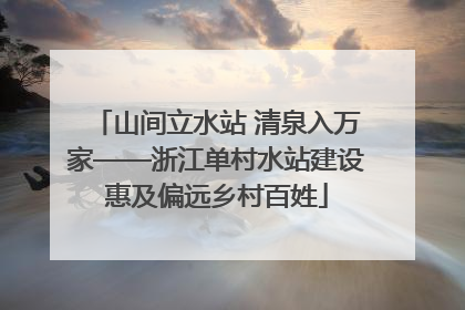 山间立水站 清泉入万家——浙江单村水站建设惠及偏远乡村百姓