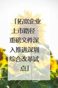 拓宽企业上市路径 重磅文件深入推进深圳综合改革试点