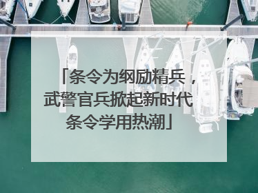 条令为纲励精兵，武警官兵掀起新时代条令学用热潮