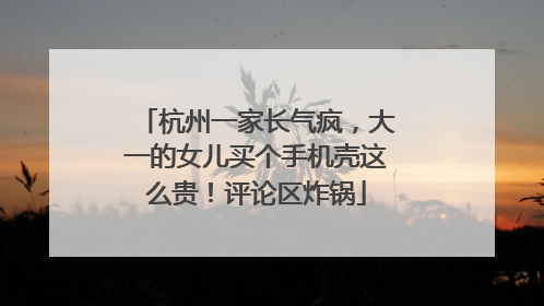 杭州一家长气疯，大一的女儿买个手机壳这么贵！评论区炸锅