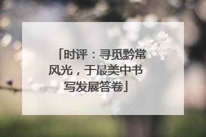 时评：寻觅黔常风光，于最美中书写发展答卷