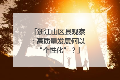 浙江山区县观察：高质量发展何以“个性化”？