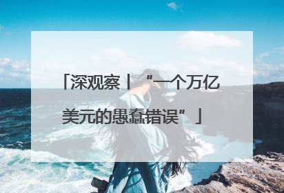 深观察丨“一个万亿美元的愚蠢错误”