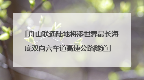舟山联通陆地将添世界最长海底双向六车道高速公路隧道