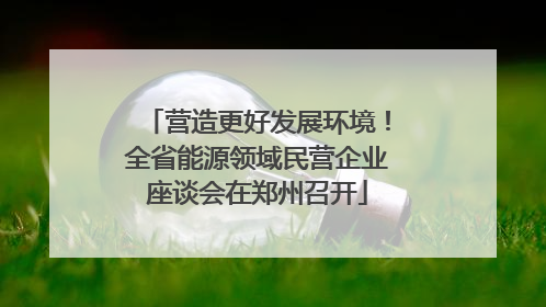 营造更好发展环境！全省能源领域民营企业座谈会在郑州召开
