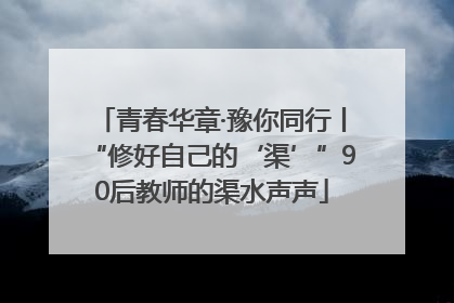 青春华章·豫你同行丨“修好自己的‘渠’”90后教师的渠水声声