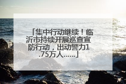 集中行动继续！临沂市持续开展巡查宣防行动，出动警力1.75万人……