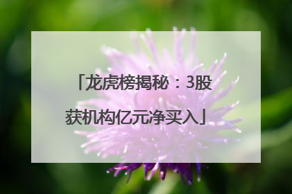 龙虎榜揭秘：3股获机构亿元净买入