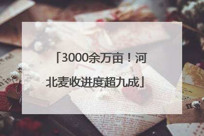 3000余万亩！河北麦收进度超九成